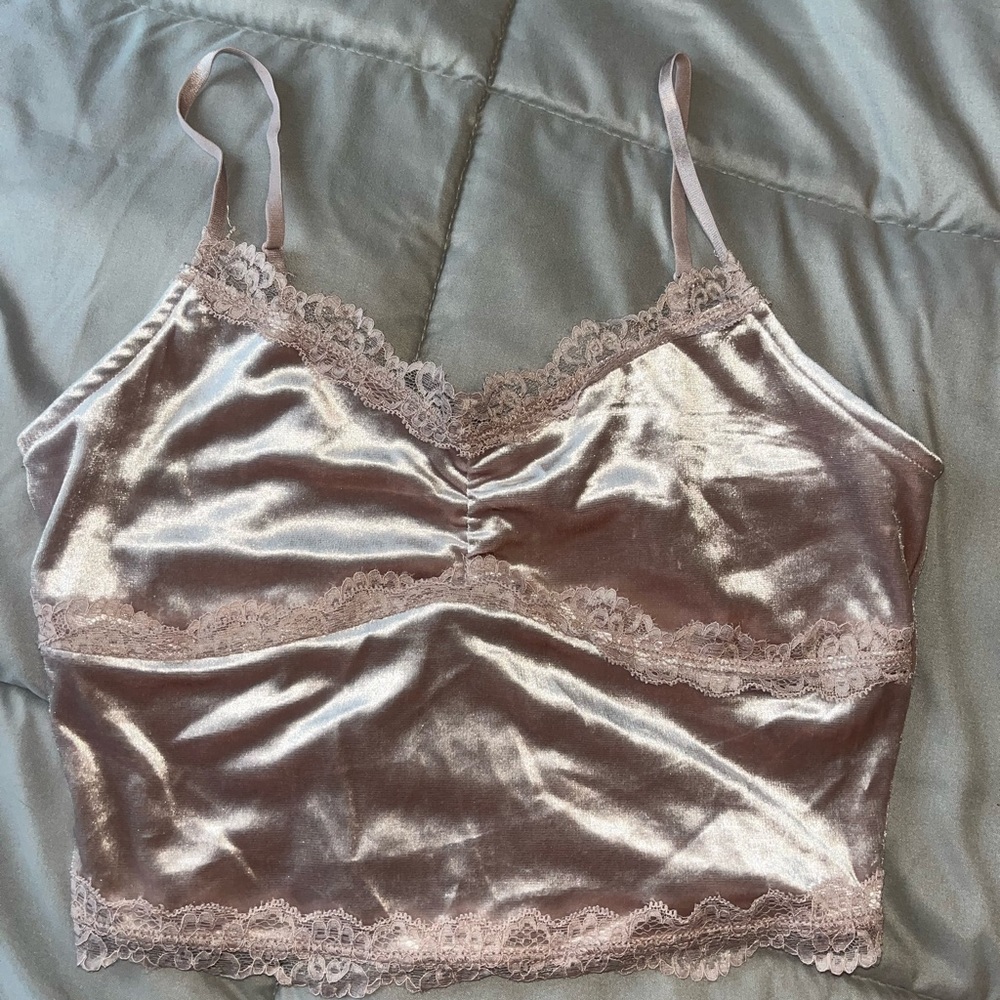 Velvet/lace light pink tank from garage